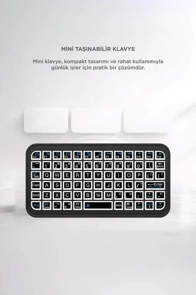 Kablosuz Klavye Rgb Işıklı Bluetooth Mini Klavye M7 Siyah - Resim 2