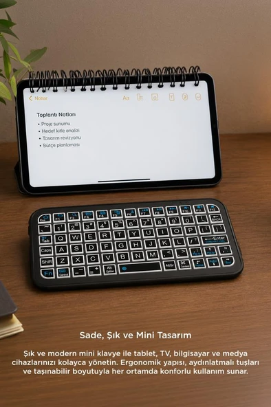 Kablosuz Klavye Rgb Işıklı Bluetooth Mini Klavye M7 Siyah - Resim 5