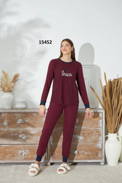 Sevim 15452 Kadın İnce Örgü Uzun Kol Pijama Takım ürün görseli 1