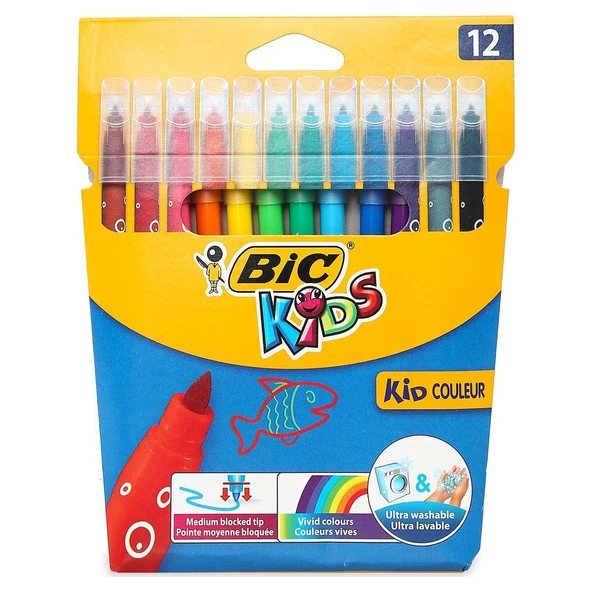 Bic Kids Kid Couleur Keçeli Boya Kalemi 12 Renk ürün görseli 1