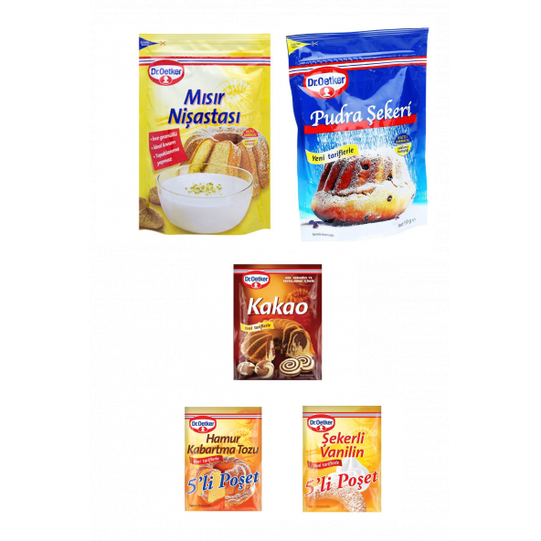 Dr. Oetker Kurabiye Malzeme Paketi-2 (Mısır Nişastası Pudra Şekeri Vanilya Kakao Kabartma Tozu) ürün görseli 1