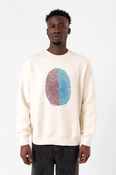 Bordo Mavi Parmak İzi Ekru Erkek 2ip Sweatshirt ürün görseli 1