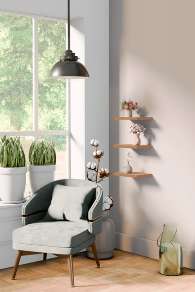 yankı-byeg 20 Cm Üçlü Safir Meşe Mdf Uçan Mini Duvar Rafı Gizli Bağlantı Çiçeklik ürün görseli 1