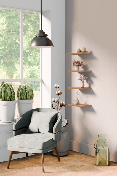 yankı-byeg 20 Cm Dörtlü Safir Meşe Mdf Uçan Mini Duvar Rafı Gizli Bağlantı Çiçeklik ürün görseli 1