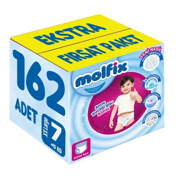 Molfix Külot Bebek Bezi 7 Beden 19+ KG XXLarge 162 Adet Ekstra Fırsat Pk ürün görseli 1