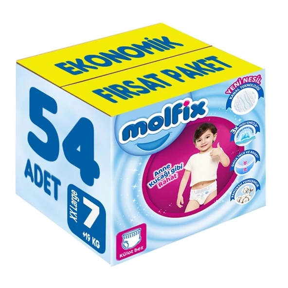 Molfix Külot Bebek Bezi 7 Beden 19+ KG XXLarge 54 Adet Ekonomik Fırsat Pk ürün görseli 1