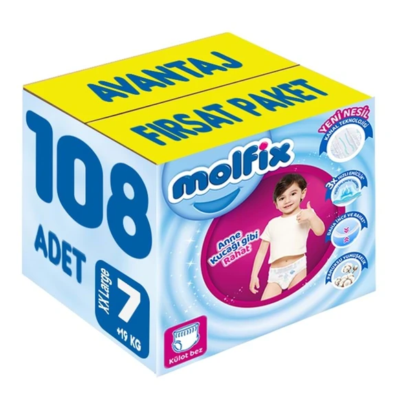 Molfix Külot Bebek Bezi 7 Beden 19+ KG XXLarge 108 Adet Avantaj Fırsat Pk ürün görseli 1