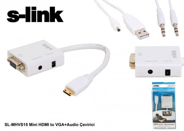 S-link SL-MHVS15 Mini Hdmı Erkek To Vga Dişi Audıo Çevirici ürün görseli 1
