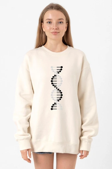 Siyah Beyaz Dna Ekru Kadın 2ip Sweatshirt ürün görseli 1