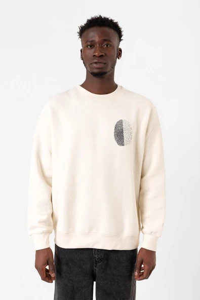 Siyah Beyaz Parmak İzi Ekru Erkek 2ip Sweatshirt ürün görseli 1