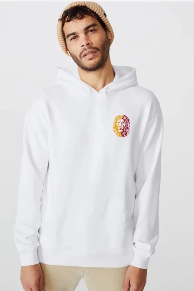 Sarı Kırmızı Aslan Beyaz Erkek 3ip Kapşonlu  Sweatshirt ürün görseli 1