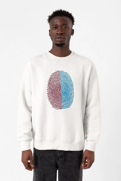Bordo Mavi Parmak İzi Beyaz Erkek 2ip Sweatshirt ürün görseli 1