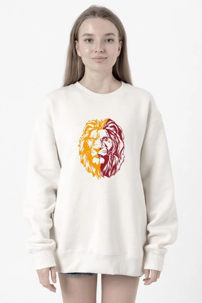 Sarı Kırmızı Aslan Beyaz Kadın 2ip Sweatshirt ürün görseli 1