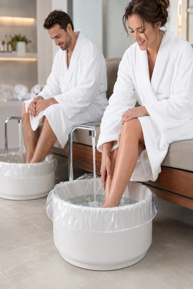 MivelaCure Pedikür Ayak Banyosu Galoşu Tek Kullanımlık Şeffaf Spa Masaj Küvet Poşeti 80x82cm 100 Ad. ürün görseli 1
