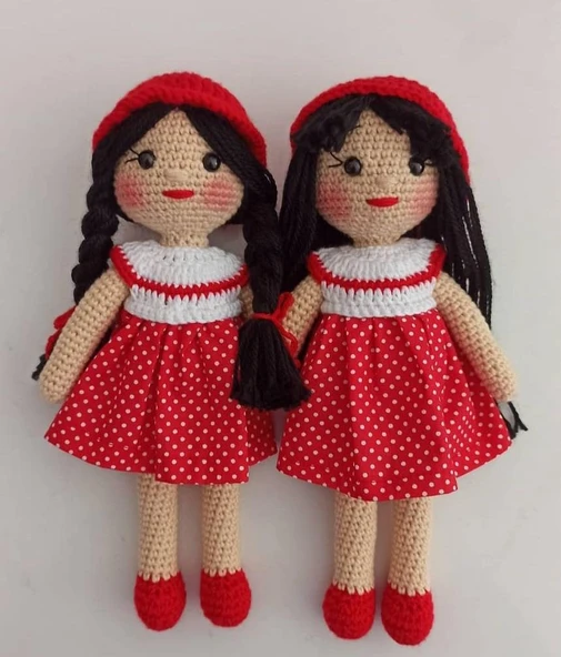 Kardeş Kız Bebekler Amigurumi Organik Oyuncak ürün görseli 1