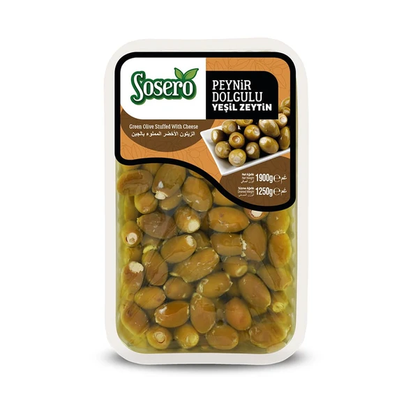 Sosero Peynir Dolgulu Yeşil Zeytin 1250 gr Tabak ürün görseli 1