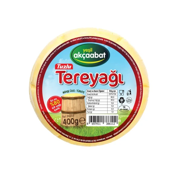 Yeşil Akçaabat Trabzon Tereyağı Tuzlu 2 X 400 gr ürün görseli 1