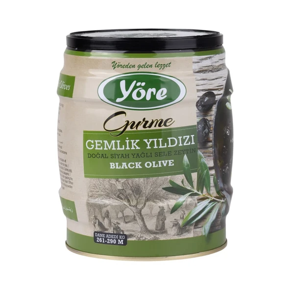 Yöre Gemlik Yıldızı Yağlı Sele Jumbo Siyah Zeytin 750 gr Teneke ürün görseli 1