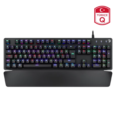 Gamepower Calypso Mavi Switch Kablolu RGB Optik Mekanik Oyuncu Klavye Siyah ürün görseli 1