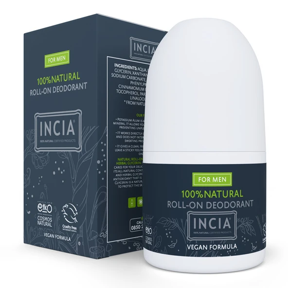 INCIA Doğal Roll-On Deodorant (Erkekler İçin) 50 ml ürün görseli 1