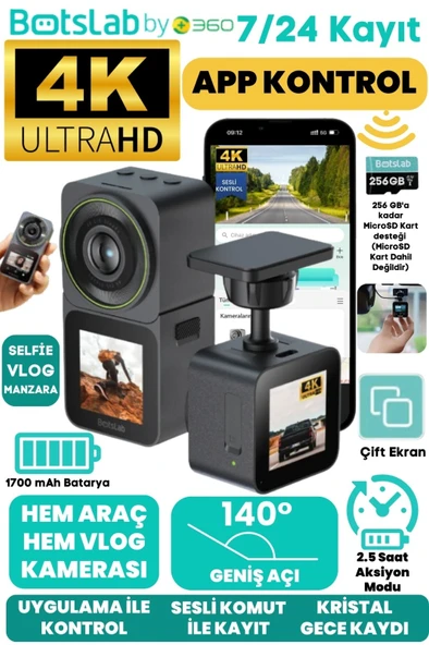 +360 V9h 4k Wifi 140 ultra Geniş Açı Kristal Gece Modu Adas Sistemi Akıllı Araç Ve Aksiyon kamerası (2024) ürün görseli 1
