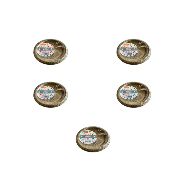 Kullan At Altın Renkli Parti Davet Plastik Tabak - 22 Cm. - 25 Adetlik 5 Paket ürün görseli 1