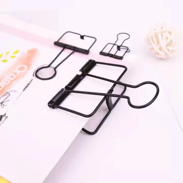 Kayigo Tiny Paslanmaz Mini Çelik Klips Altılı - Siyah - Resim 2