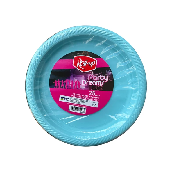 Roll-Up Kullan At Renkli Turkuaz Parti Davet Plastik Tabak - 22 Cm. - 25 Adetlik Paket ürün görseli 1