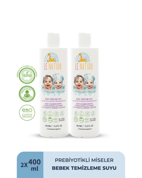 LE NATURA Prebiyotikli Durulanmayan Bebek Temizleme Miseler Su Avantajlı Paket- 2x 400 ML ürün görseli 1