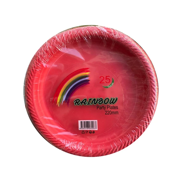 Roll-Up Kullan At Renkli Kırmızı Parti Davet Plastik Tabak - 22 Cm. - 25 Adetlik Paket ürün görseli 1