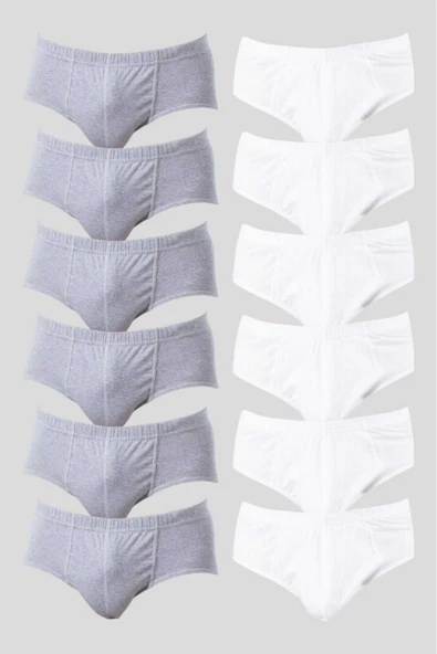 Uniquetrenders   Erkek Pamuklu Slip Külot 6 Adet Beyaz 6 Adet Gri ürün görseli 1