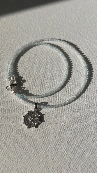 Akuamarin kolye 925 ayar gümüş ürün görseli 1