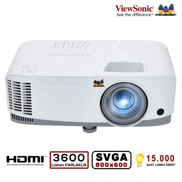 VIEWSONIC PA503S DLP SVGA 800X600 3800AL HDMI 3D 22.000:1 HOPARLÖR PROJEKSİYON ürün görseli 1
