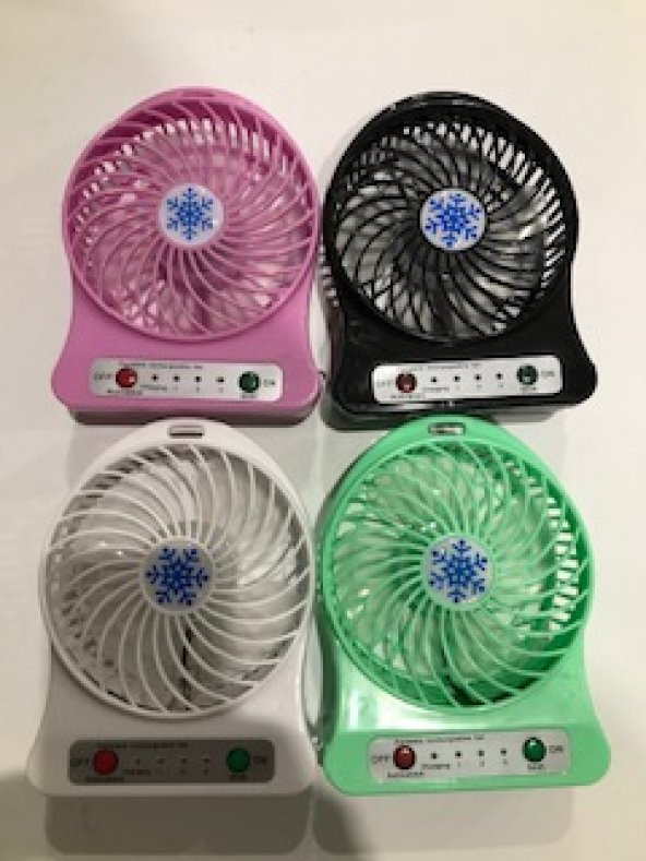 Portable Masaüstü Şarj Edilebilir Fan 1200Mah Usb 4Renk ürün görseli 1