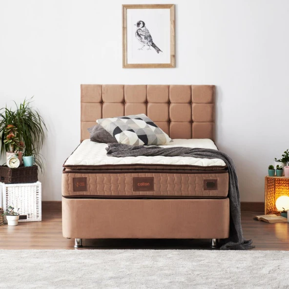 Niron  W. Cotton 120x200 cm Tek Kişilik Pedli Yatak Baza Başlık Takımı - Kumaş Baza, Başlık ve Yatak Seti ürün görseli 1
