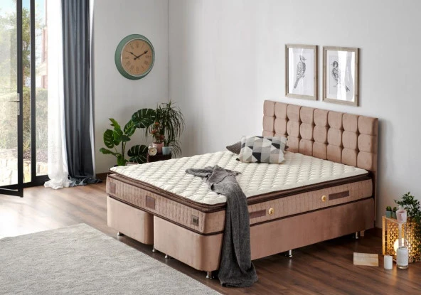 Niron  W. Cotton 150x200 cm Çift Kişilik Pedli Yatak Baza Başlık Takımı - Kumaş Baza, Başlık ve Yatak Seti ürün görseli 1