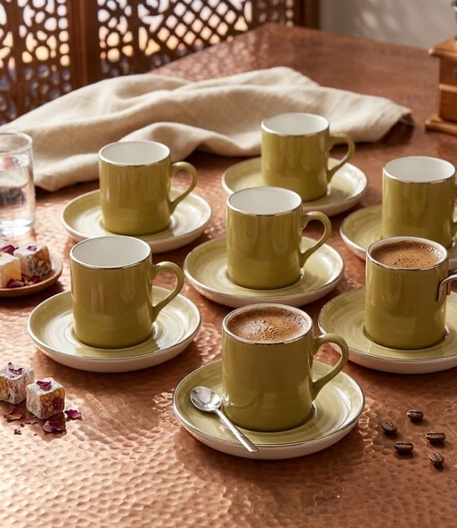 OMS Collection Colorful Chique 12 Parça Türk Kahvesi Fincan Takımı ürün görseli 1
