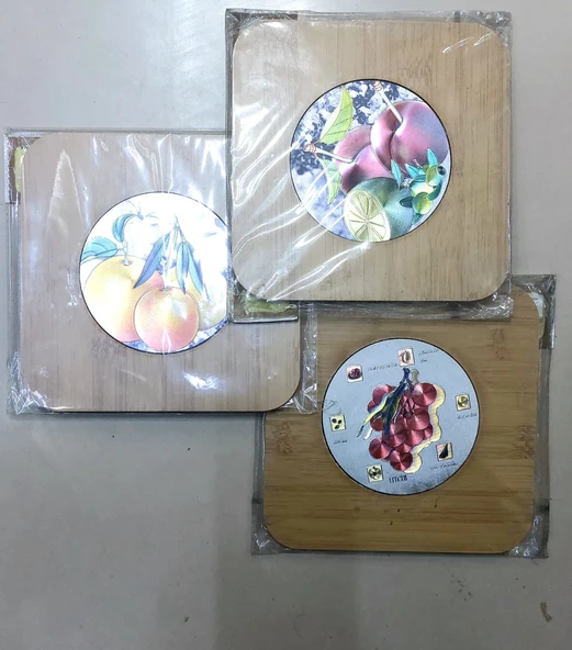 Fame Kitchen Bambu 17x17 cm Kare Dekorlu Nihale - 2 ADET - Resim 4