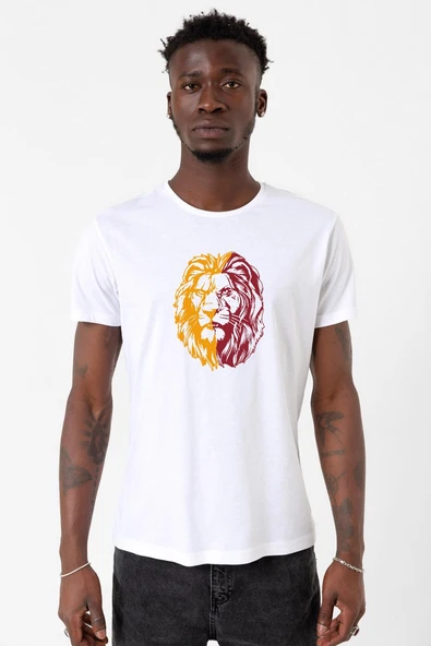 Sarı Kırmızı Aslan Beyaz Erkek Bisikletyaka Tshirt ürün görseli 1