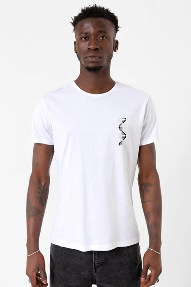 Siyah Beyaz Dna Beyaz Erkek Bisikletyaka Tshirt ürün görseli 1