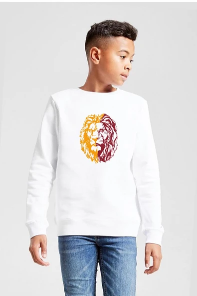 Sarı Kırmızı Aslan Beyaz Çocuk 2ip Sweatshirt ürün görseli 1