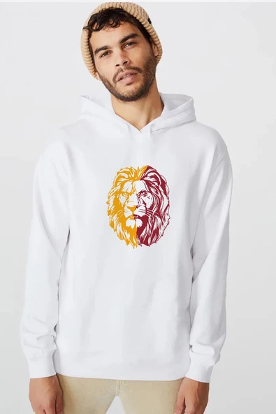 Sarı Kırmızı Aslan Beyaz Erkek 3ip Kapşonlu  Sweatshirt ürün görseli 1