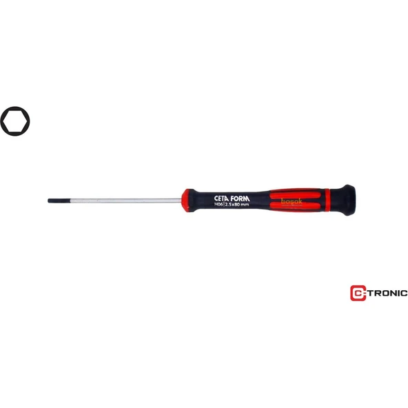 C-TRONIC Allen Uçlu Elektronikçi Tornavida -  2.5x80 mm ürün görseli 1