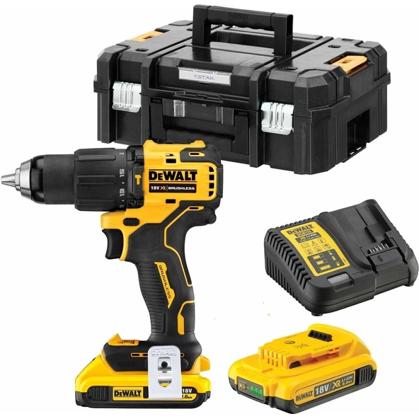 Dewalt DCD709D2T 18V 1.5AH KOMPAKT KÖMÜRSÜZ AKÜLÜ DARBELİ MATKAP ürün görseli 1