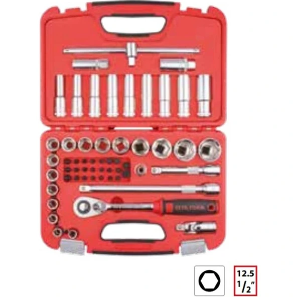 56 Parça 1/2" 6 Köşe Lokma Takımı ürün görseli 1