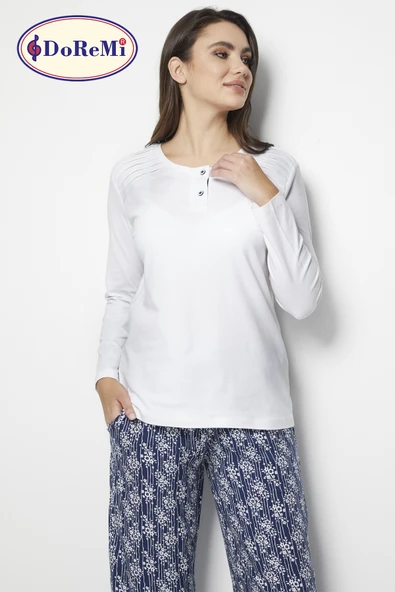 DoReMi White-Black Bayan Pijama Takımı - Resim 9