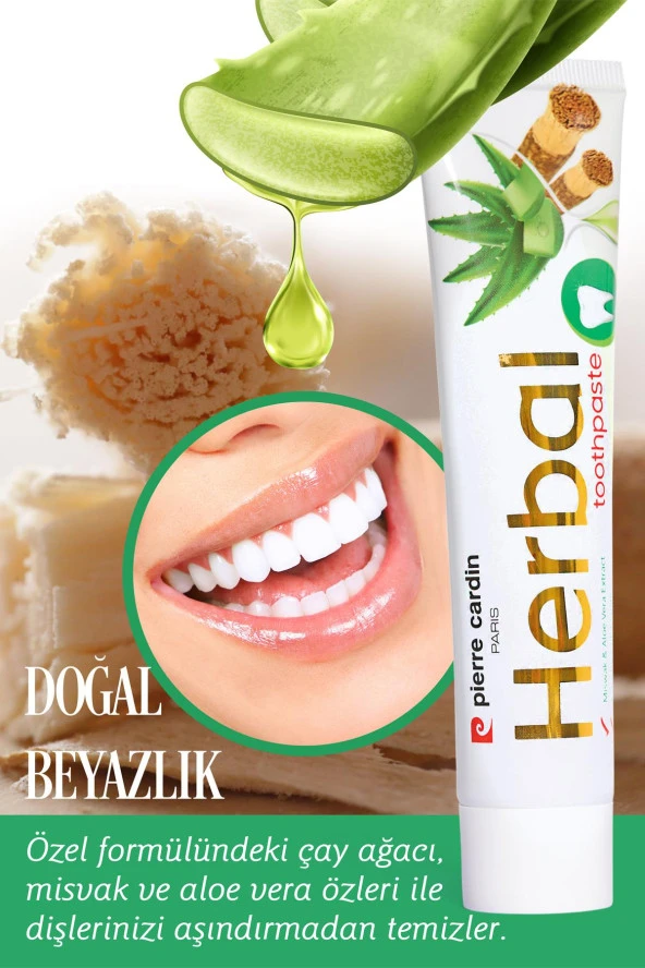Pierre Cardin Aloe Vera & Misvak & Çay Ağacı Özlü Bitkisel Diş Macunu - 75 ml ürün görseli 1