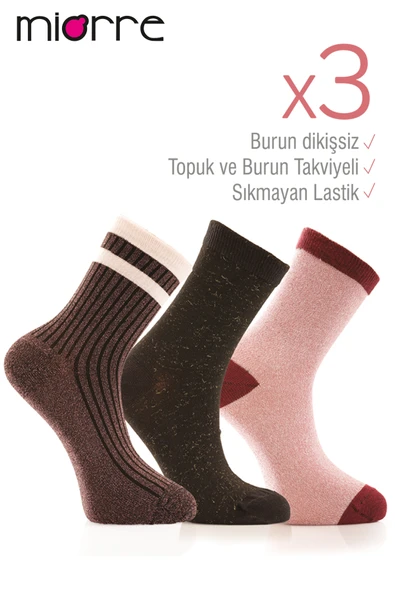 Miorre 3lü Bayan Simli Çorap ürün görseli 1