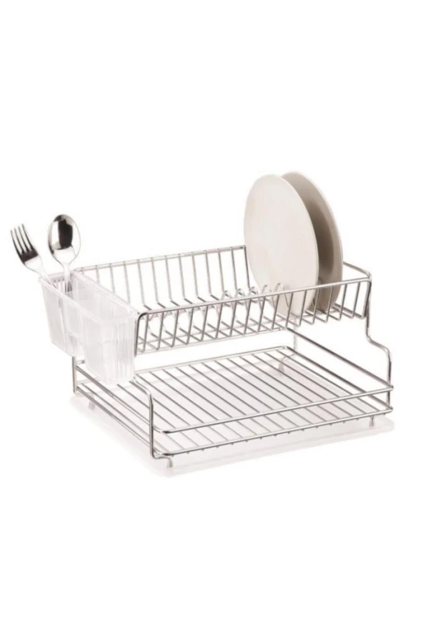 Geseus Home İki Katlı Tabaklık Bulaşıklık Krom Şeffaf KB005 ürün görseli 1