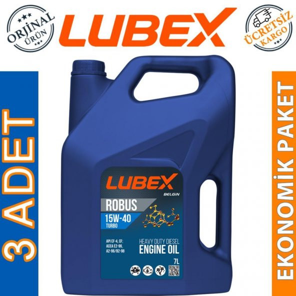 Lubex Robus Turbo 15W-40 7 Lt Dizel Mineral Motor Yağı (3 Adet) ürün görseli 1